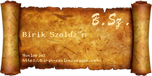 Birik Szolón névjegykártya
